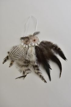 Swingtag a 1 feather dreamcatcher owl 14x28cm