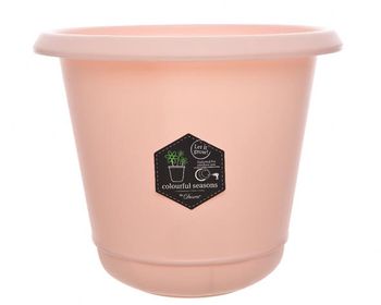 plastic flower pot soft pink dia15x14cm