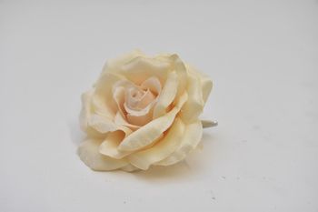 Iced rose head w/clip Reims 10cm Champagne