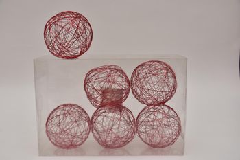 Metal wire ball 10cm 6pc. red