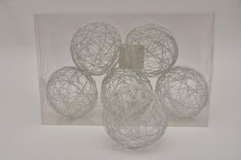Metal wire ball 10cm 6pc. white