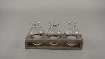 Houten tray grijs met 3 flesjes
