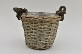 Oorpot riet met jute oren 20x16cm Grijs