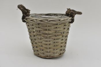 Oorpot riet met jute oren 22x18cm Grijs