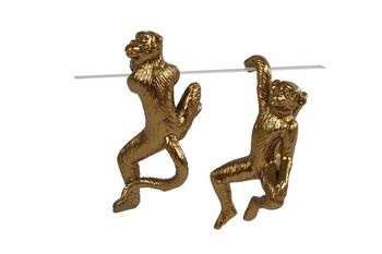 Sculptuur "Hanging Monkey" goud 2 assortie polystone 4x3x7cm