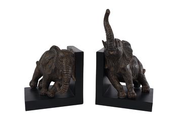 Set/2 Boekensteun "Elephant" bruin polystone 31x20,5x25cm