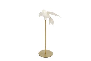 Sculptuur "Bird" S wit/goud metaal 8x13x15cm