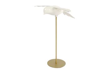 Sculptuur "Bird" L wit/goud metaal 15x13x20cm