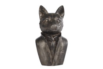 Sculptuur "Fox" antiek grijs polystone 12x10x21cm