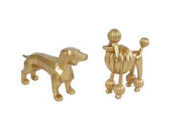 Sculptuur "Dog Kiki" goud 2 assortie polystone 12x3,8x6,2cm