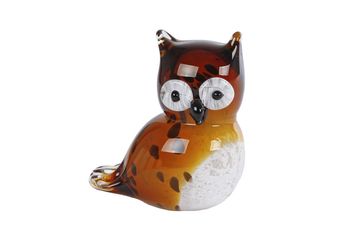Sculptuur uil "Owl" bruin/amber glas 10,5x7,5x11,5cm