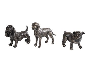Sculptuur "Dog" brons 3 assortie polystone 11x5,5x9,5cm