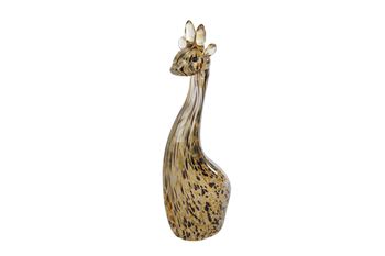 Sculptuur "Giraffe" bruin glas 12x6x24cm