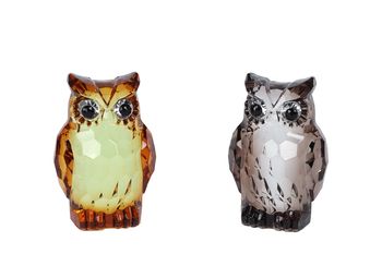 Sculptuur "Uil" grijs/brown 2 assortie acryl 4x4x7cm