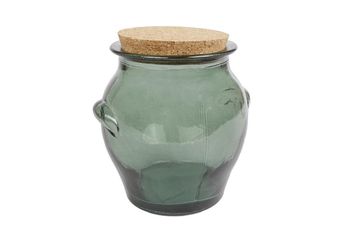 Pot "Mielera w/cork 1,5l" L d.groen glas 15x15x16cm
