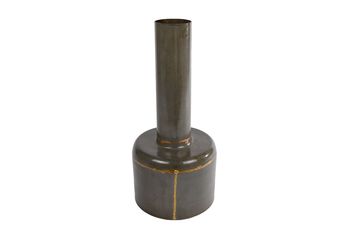 Vase "Timo" L grau/goldenes Metall 16x16x36cm