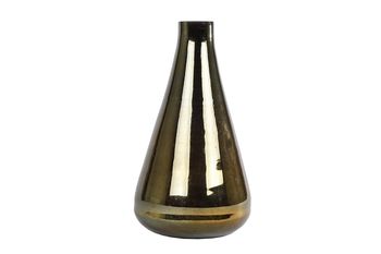 Vase "Hatice" L Senf/schwarzes Glas 14x14x24cm