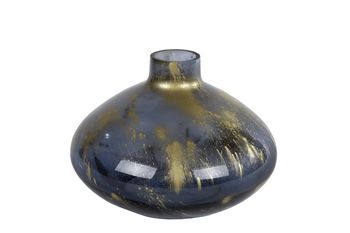 Vaas "Meguino Uvo" S zwart/goud glas 18x18x13cm