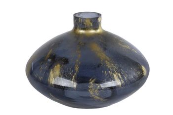 Vaas "Meguino Uvo" L zwart/goud glas 22x22x15cm