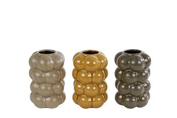 Vase "Bram" S beige/bernstein/d. grau 3fach sortiert Keramik 9x9x13cm