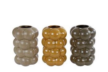 Vase "Bram" M beige/amber/d. grau 3 sortiert Keramik 12x12x18cm
