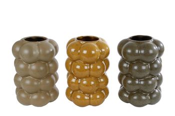Vase "Bram" L beige/amber/d. grau 3 sortiert Keramik 15x15x22cm