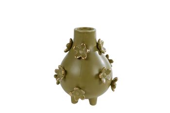 Vase "Fleur" S grün/gold getöpfert 13x12,5x15cm