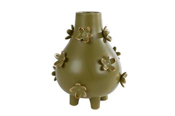 Vase "Fleur" L grün/gold getöpfert 19x19x25cm