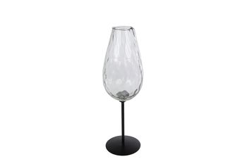 Vaas "Wine glass" S helder/zwart glas/metaal 7x7x23cm