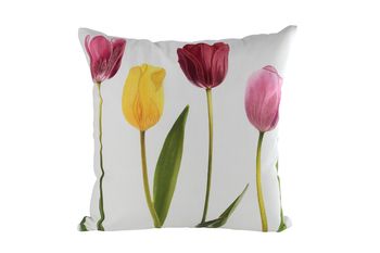 Kussen "Tulp* wit/kleur katoen 45x45x15cm