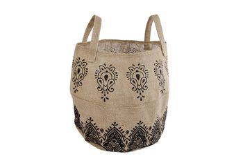 Mand "Taja" naturel/zwart jute 30x30x28cm