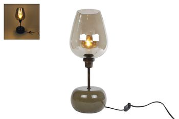 Tafellampe "Tulpe" l.groen glas/metaal 17x17x51cm