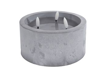 Kaars "Ivar" betonkleur LED/kunststof 15x15x10cm (excl. 2xAA)