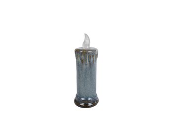 Sfeerverlichting LED "Candle" S steenblauw aardewerk 7x7x17,5cm