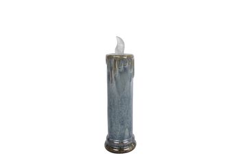 Sfeerverlichting LED "Candle" M steenblauw aardewerk 7x7x22,5cm