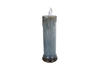 Sfeerverlichting LED "Candle" L steenblauw aardewerk 9x9x29cm