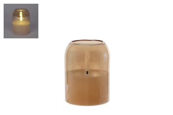 Sfeerverlichting LED "Kaisa" S amber glas/kaars 7,5x7,5x10cm