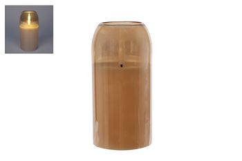 Sfeerverlichting LED "Kaisa" L amber glas/kaars 7,5x7,5x15cm