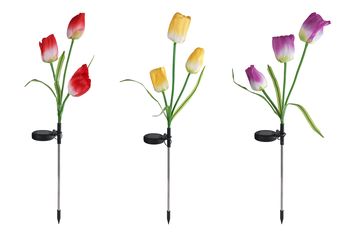 Tuinlamp LED "Flower" solar paars/rood/geel 3 assortie kunststof