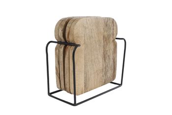 Onderbord met standaard "Bread" L naturel hout 4 stuks 16x18x5cm