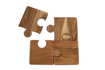 Onderzetters "Puzzle" naturel s4 acacia 10x13x0,6cm