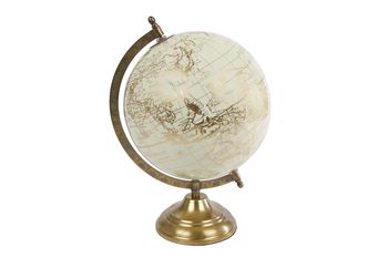 Globus auf Fuß L creme/gold 20x20x30cm