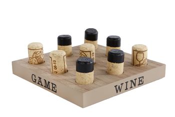 Spel "Tic Tac Toe Wine" naturel/zwart hout/kurk 15x15x4,5cm