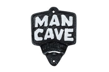 Bieropener "Mancave" antiek zwart gietijzer 11,2x3,2x14,8cm