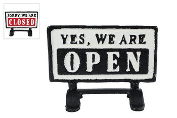 Bordje "Open/closed" m/houder zwart/rood metaal 16x7x11,5cm