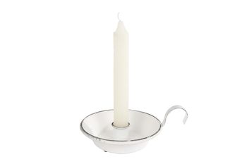 Kerzenständer "Tischkerze" alt weißes Metall 3x3x10cm
