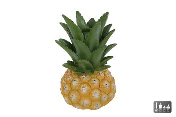 Kandelaar "Pineapple" geel/groen polystone 12x12x18cm
