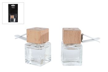 Diffuserset "Aroma Art" car clip 4 assortie glas/hout 3,5x3,5x5cm