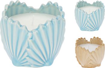 SCHELP AARDEWERK MET KAARS D8,5 H7CM 2 ASSORTIE KLEUR
