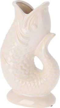 VAAS VIS KERAMIEK MET OPEN MOND WIT 16X9.7X26.5CM